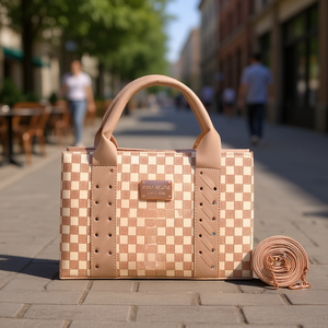 Bolso de Maquillaje Fana Regina Lisa Chess, Color Oro Rosa, con Correa Cruzada, Cierre de Nylon, Moda para Adultos, Todas las Temporadas - Product Image 2