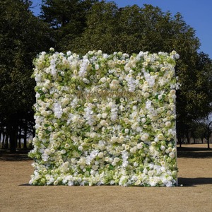 Rollo de Pared Floral de 8x8 pies, Flores Artificiales de Seda, Rosas Rosadas y Follaje Verde, Fondo de Pared Floral, Rosado y Verde - Product Image 3