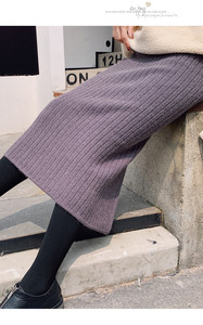 <span class=keywords><strong>Jupe</strong></span> longue moulante vintage en maille pour femme, style crayon, mi-longue, noire, <span class=keywords><strong>taille</strong></span> <span class=keywords><strong>haute</strong></span>, streetwear, Harajuku, pour l'automne et l'hiver, <span class=keywords><strong>jupe</strong></span> portefeuille - Product Image 3