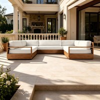 Meubles modernes en promotion : Ensembles de canapés d'extérieur modulaires en bois de teck pour patio, jardin, salon, hôtel, villa, parc