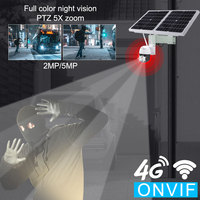 Kits de panneaux solaires TecDeft 12V, batterie, WIFI, caméra de surveillance solaire PTZ avec suivi humain, alerte, vision nocturne 50M, sécurité