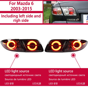 2003-2015 Mazda 6 Luces traseras Alto brillo Diseño de doble círculo Luces de señal Nueva lente roja Actualización de giro de agua - Product Image 6