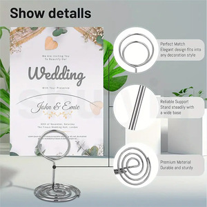 Mini Spiral Tabletop <b>Photo</b> Memo Note <b>Holder</b> Silver Gold Metal Wire <b>Stand</b> Meeting Party Place Cards Picture Table Number - Product Image 2