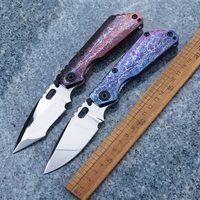 Couteau de survie pliable en acier D2 avec manche en titane anodisé, collection EDC, OEM, garantie 1 an, lame non réglable de 210 mm