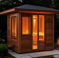 Ruang Sauna Inframerah Jauh Kayu Solid Modern untuk Luar Ruangan dengan Panel Kontrol Komputer 12KW Uap Basah untuk Relaksasi