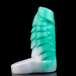 FRRK-307 Funda de silicona líquida para pene, con forma, gruesa, extendida, hueca, con diseño de diente de lobo, suave - Product Image 2