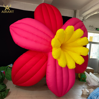 Sculpture de fleurs gonflables colorées avec feuilles vertes, décoration de plantes gonflables géantes pour l'extérieur, pour les fêtes, les mariages et les événements