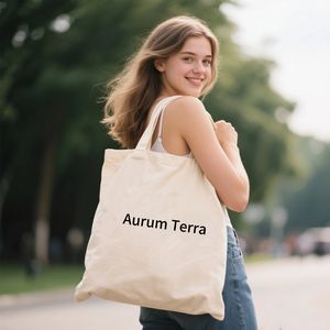 Sacs de courses en toile de coton uni réutilisables écologiques personnalisés avec logo imprimé - Product Image 2