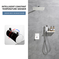 LESUN Vente chaude Système de douche thermostatique mural à double fonction Finition chromée Pomme de douche carrée Douche douce/pluie/pause