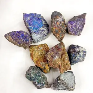 Natural Energy Mineral Crystal Copper Ore Cabochon Rainbow Bornite Raw Stone for Decorate