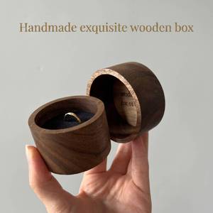 Custom Wooden <b>Ring</b> <b>Box</b> Round Walnut Wood Engraved Lid Soft Velvet Insert Handcrafted Jewelry Case for <b>Rings</b> - Product Image 5