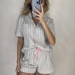 ชุดนอนแขนสั้นสำหรับผู้หญิงชุดนอนลูกไม้แสนหวานชุดนอนผ้าฝ้าย100สำหรับฤดูใบไม้ผลิ2024ตามสั่ง - Product Image 1