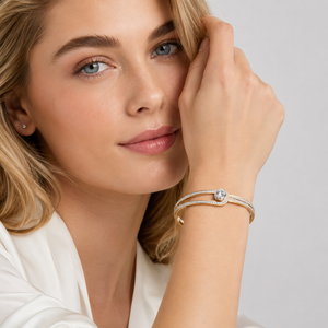 Pulsera de Acero de Titanio y Oro de 18K con Diamantes en Forma de Corazón Cruzado de Alta Gama para Mujer, Joyería al por Mayor para Regalo de Cumpleaños - Product Image 2