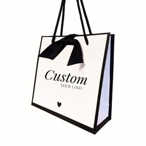Bolsas de Regalo Plegables para Ropa y Zapatos con Logotipo Personalizado, Bolsas de Compras de Papel Premium con Asas de Cuerda para Joyería - Product Image 1