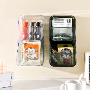 Organizador de cápsulas de café montado en la pared, estante de almacenamiento reutilizable con ventosa de 2 niveles para bolsas de café, cápsulas de té, artículos pequeños, escritorio, cocina - Product Image 1