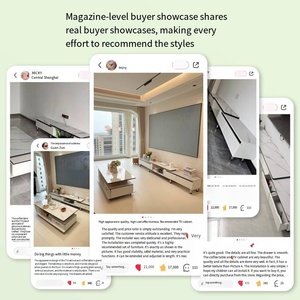 Ensemble de meubles TV pour salon, extensible, sur pied, moderne et simple, avec meuble TV en plaque de roche - Product Image 3