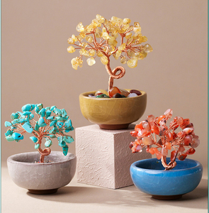 Prix d'usine Arbre d'amour en cristal naturel tricoté à la main avec pierres précieuses (Quartz rose, Améthyste) pour la méditation et la décoration intérieure - Product Image 3