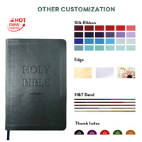 Bible à couverture souple en cuir PU noir personnalisée de haute qualité pour la vente en gros, fabriquée par des fabricants, version NKJV