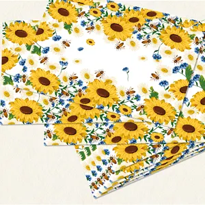 CA009 Sunflower Bee Summer Placemats Set Disposable Paper Table Mats for Birthday Dining Table Bee Party Decor Supplies
