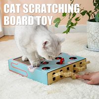 Jouet interactif de chasse et de grattage pour chats - Design souris Whack-a-Mole, 5 trous, jouet d'exercice automatique en carton, motif dessin animé