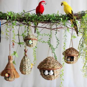 Herbe tissé nid d'oiseau tissu fait à la main créatif hibiscus herbe gourde oiseau maison jardin décoration nid pour animaux de compagnie - Product Image 2