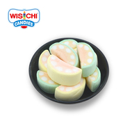 Échantillon gratuit de guimauve pour la vente en gros, en forme de pastèque, couleur jaune et vert, bonbons, saveur fruité