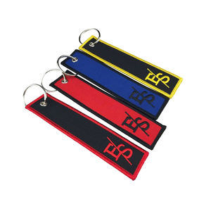 Llaveros de bordado con Logo de tela de ambos lados, etiqueta de llave personalizada, barata - Product Image 6