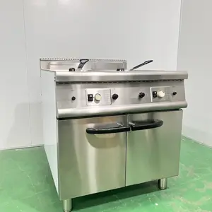 Catering Equipment Commercial Equipment Vertical 2 Tank Gas Fryer With Cabinet Professional Gas Deep Fryer