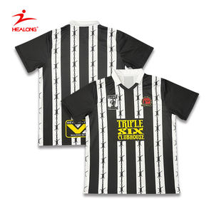 Maillot de football rayé personnalisé patch de broderie logo conception hommes gris rétro chemises de football - Product Image 2