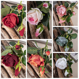 Venta al por Mayor de Tallos de Rosas Artificiales de 3 Cabezas, Rosas Artificiales de Tacto Real para Ramos de Novia, Decoración de Centros de Mesa para el Hogar - Product Image 6