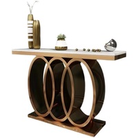Table d'appoint haut de gamme avec plateau en marbre pour salon, meuble moderne de luxe en acier inoxydable doré, table d'entrée en pierre