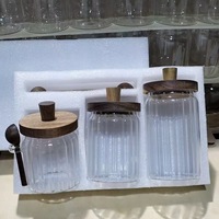 Pot en verre hermétique avec couvercle en bois d'acacia pour le stockage de grains de café, de thé et de céréales, idéal pour le dropshipping transfrontalier