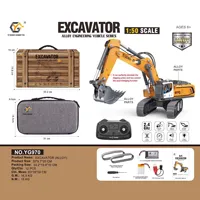 Nouvelle Version : Excavatrice et Bulldozer Télécommandés Électriques Réalistes à l'Échelle 1:50, 12 Canaux, en Alliage, sur Chenilles, Portée 30m, Modèle Expert