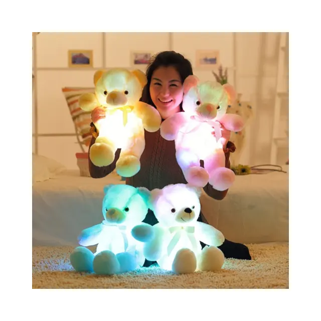 Factory Wholesale Plush Toy Teddy Bear With Led Light Baby Soft Pillow Bear Stuffed Toy Girls Kawaii Gift