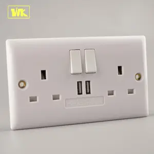 WK Slim Twin Gang Electrical Switch Socket with USB Smart Charger Output 2100mA