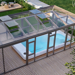 Cubierta de piscina motorizada de 4m x 10m, cubierta Solar de invierno automática, cerca de suelo, cubierta de piscina plegable deslizante, bomba, <span class=keywords><strong>casa</strong></span> de vidrio - Product Image 3