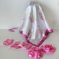 Bonnet en satin de soie ajustable avec logo personnalisé et bande à nouer, chouchous en satin surdimensionnés pour femmes