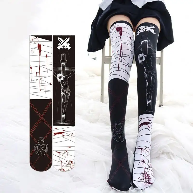 77 socks Custom 3D printing Stockings For Girl High Tube Thigh Silk Stockings online hot sale