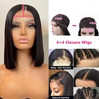 Peluca de Cabello Humano Barata al por Mayor Estilo Bob Corto con Encaje Transparente HD de 10 Pulgadas, Pelucas Bob Cortas con Cierre 4x4 para Mujeres de Raza Negra
