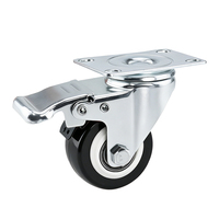 Roue pivotante à frein en PVC chromé légère pour table basse