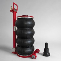 Gato neumático industrial de 6 toneladas con triple bolsa y mango plegable, extensión de 100 mm, elevación máxima de 58,3 cm para mantenimiento de camiones y autobuses en garajes