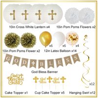 Kit de ballons en gros « Dieu Bénisse » – Ballons en latex et en aluminium en forme de croix, bannière pour baptême de bébé, première communion, célébration religieuse