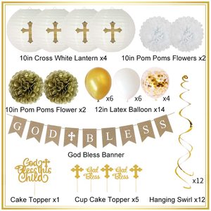Kit de Globos al por Mayor con Diseño de Cruz y la Frase 'God Bless', Globos de Látex y Metalizados, Pancarta para Bautizo, <span class=keywords><strong>Primera</strong></span> Comunión y Celebraciones Religiosas - Product Image 4