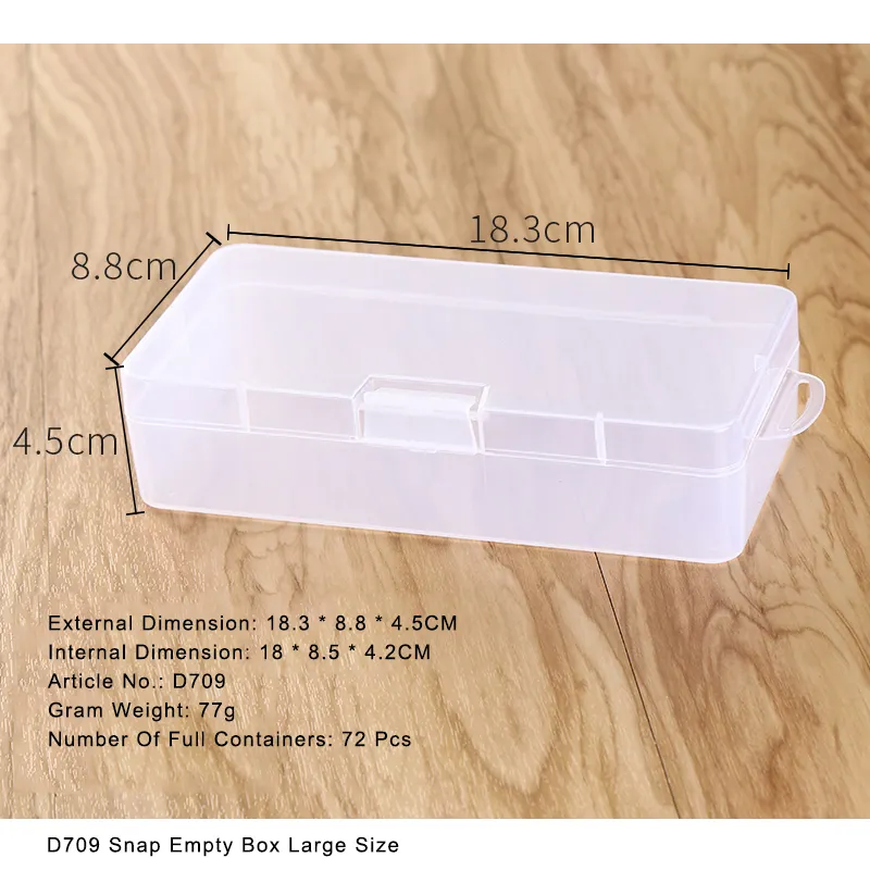 Caja vacía de joyería rectangular con 4 hebillas rectangulares gruesas, embalaje de plástico multifuncional