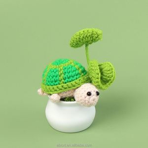 Adorno de Escritorio de Animal de Dibujos Animados, Maceta Decorativa con Tortuga de Peluche Hecha a Mano con Hilo de Ganchillo - Product Image 4