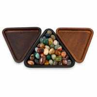 Plateau de présentation triangulaire en bois personnalisé pour cristaux et pierres précieuses, plateau de service décoratif en bois pour la décoration intérieure