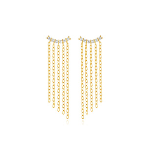 Boucles d'oreilles pendantes géométriques minimalistes CANNER avec nœud à longues pampilles et croix en zircon pour femme - Product Image 6