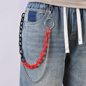 <b>Waist</b> <b>Chain</b> Acrylic Square Resin Metal Hip Hop Casual Unisex Fashion Body <b>Chain</b> Double Ring Zinc Alloy Accessory - Product Image 2