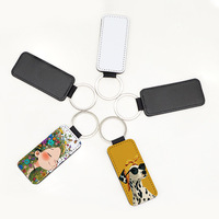 Porte-clés rectangulaire vierge en cuir PU pour sublimation, idéal pour l'impression de photos et logos par transfert thermique - Vente directe usine