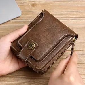 지갑 RFID 보안 브러시 지갑 지퍼 변경 가방 카드 가방 인증서 커버 멀티 카드 작은 지갑